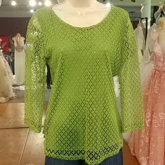 Erin London Linef Glitter Net Top - Picture 1 of 10